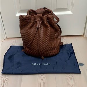 Cole Haan Bethany Weave Brown Leather Backpack